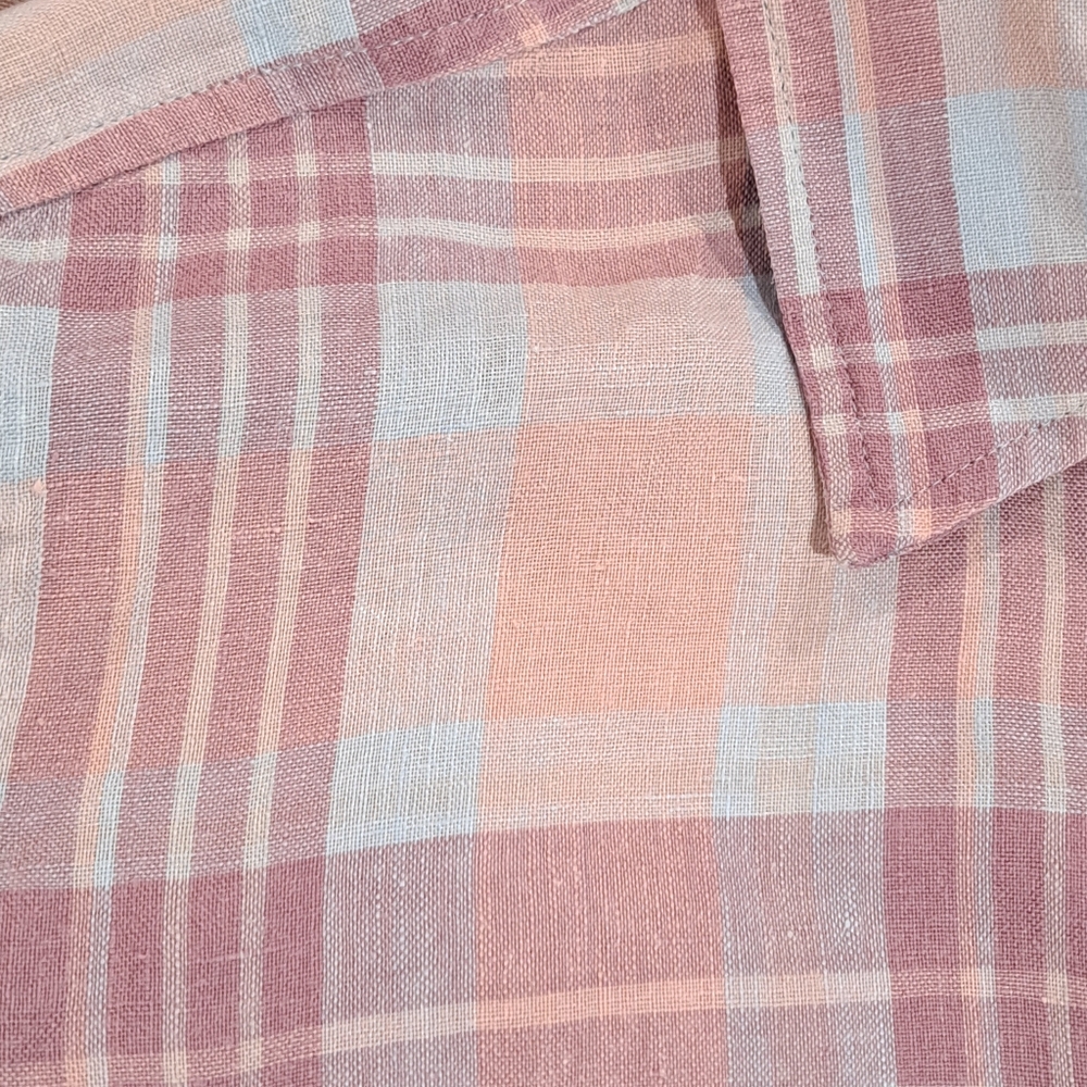 LRL Pastel Plaid Linen Button-Up Classic Coastal Cottage Preppy Shirt Womens M - Picture 10 of 14
